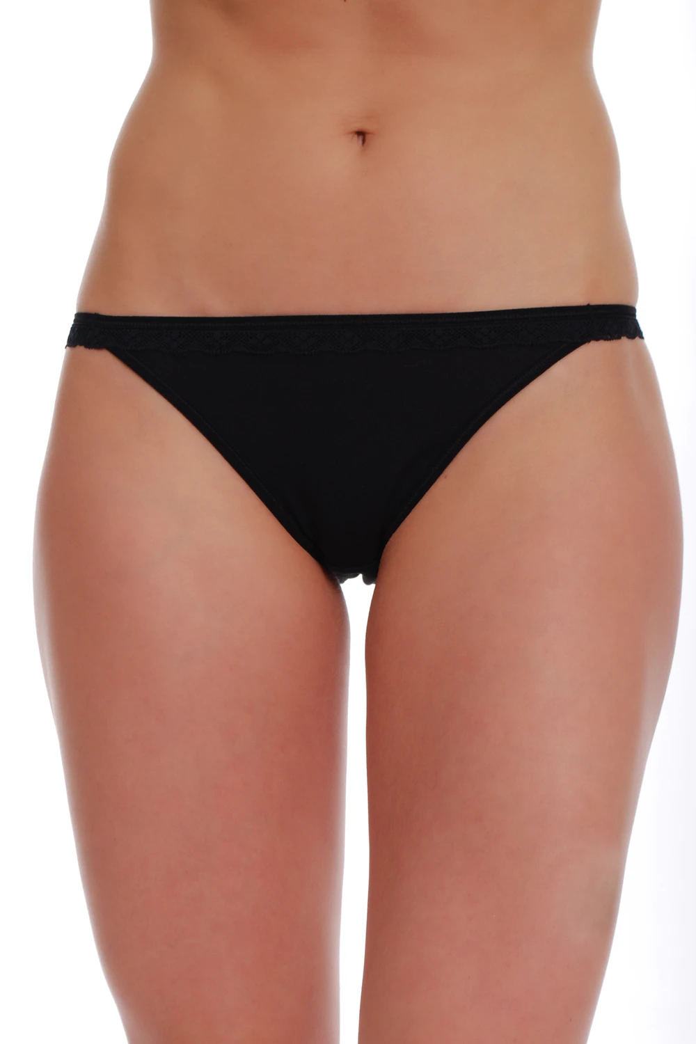 Cotton-blend bikini briefs from Tiara Galiano with a lace waist edge, a low rise and smooth fit.