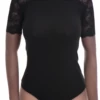 Cotton bodysuit with mock neck, short sleeves and thong cut, a clean polished base for daily wear.