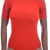 Cotton bodysuit with polo-style mock neck and thong cut, hook-and-eye gusset holding it in place.