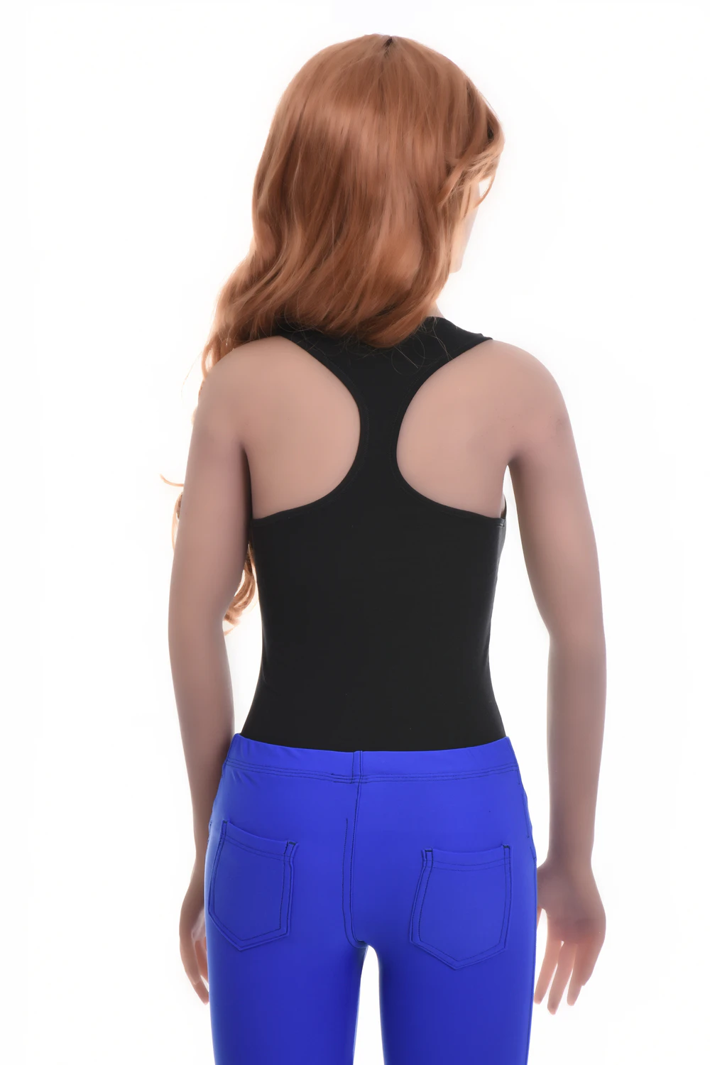 Cotton-blend bodysuit with a clean racerback and scoop neck, a versatile sporty base layer for women.