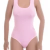 Cotton bodysuit with racerback and wide straps, soft and breathable for active everyday wear.