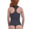 Cotton bodysuit with wide straps and racerback, freeing the shoulders for a clean back line.