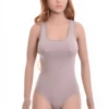 Sleeveless cotton bodysuit with wide straps and thong cut, a sporty soft everyday layer.