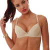 Plain everyday cotton bra with molded cups and adjustable straps, breathable against the skin under fitted tops.