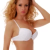 Cotton-blend bra with molded cups cut for fuller cups, giving full coverage and a clean line under tops.