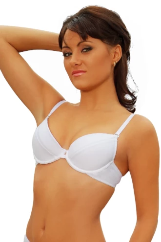 Cotton-blend bra with molded cups holding a smooth rounded line under everyday tops, a dependable plain basic.