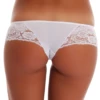 Cotton-blend Brazilian briefs with lace side panels framing a smooth front, a dressy everyday cut.