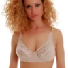 Breathable cotton-and-lace bra with shaped cups and a wider band, a comfortable full-coverage fit for fuller cups.