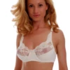 Breathable cotton-and-lace bra with shaped cups giving a rounded full-coverage shape, with adjustable straps.