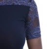 Cotton bodysuit with lace trim, a mock neck, short sleeves and thong cut for a clean polished line.