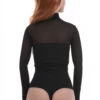 Cotton-and-mesh bodysuit by Tiara Galiano with polo-style shape and a clean thong line under clothing.