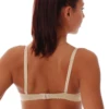 Cotton-blend molded bra fastening at the back with a hook-and-eye closure, smooth and flat under T-shirts.
