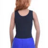 Cotton-blend tank bodysuit with brazilian coverage, breathable and close for a smooth line under clothing.