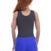Cotton-blend tank bodysuit with brazilian coverage, breathable and close for a smooth line under clothing.