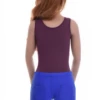 Cotton-blend tank bodysuit with brazilian coverage, breathable and close for a smooth line under clothing.