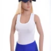 Cotton-blend tank bodysuit with brazilian coverage, breathable and close for a smooth line under clothing.