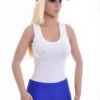 Cotton-blend tank bodysuit with brazilian coverage, breathable and close for a smooth line under clothing.