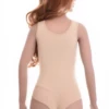 Cotton-blend tank bodysuit with brazilian coverage, breathable and close for a smooth line under clothing.