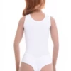 Cotton-blend tank bodysuit with brazilian coverage and a smooth line under shirts and knitwear.