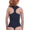 Sleeveless cotton tank bodysuit with racerback, breathable and soft for an active everyday line.