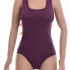Cotton tank bodysuit on wide straps with bikini coverage and hook-and-eye closure, soft and breathable.