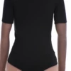 Cotton-blend tee bodysuit with brazilian coverage, breathable and close without clinging under clothing.