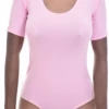 Cotton-blend tee bodysuit with brazilian coverage, breathable and close without clinging under clothing.