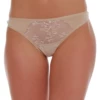 Soft cotton-blend thong with a floral lace front and clean smooth sides, low-rise minimal coverage.