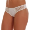 Soft cotton-blend thong with floral lace sides and a clean smooth centre, low-rise minimal coverage.