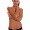 Soft cotton thong with a lace front panel and smooth cotton sides, a breathable everyday low-rise cut.