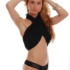 Soft cotton thong with lace insets and a smooth centre, a dressy breathable everyday cut.