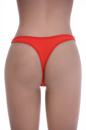 Smooth cotton thong low on the hip with minimal coverage and no lace, an easy breathable everyday pick.
