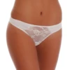 Cotton thong with a floral lace centre panel and smooth cotton sides, a breathable low-rise everyday cut.