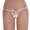 Cream paisley print G-string with a warm cream and brown motif and slim string back, low-rise minimal coverage.