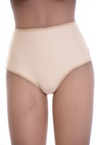 Decorative lace front Brazilian panties in smooth microfiber that stay invisible under fitted clothing.