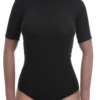 Everyday cotton T-shirt bodysuit with round neckline and short sleeves, fitted close to the body.