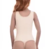 Fine microfiber bodysuit with scoop neck and thong cut, a smooth lightweight layer under clothing.
