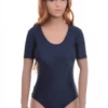 Fine microfiber tee bodysuit with brazilian back, close to the skin and holding its shape through the day.