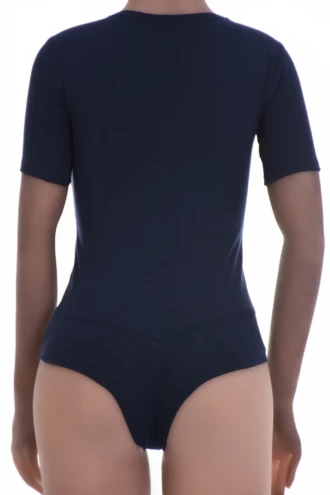 Soft fitted cotton T-shirt bodysuit with scoop neck, a plain tee that stays exactly where you put it.