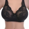 Floral-lace soft-cup bra with a scalloped neckline and adjustable straps, unpadded for an everyday natural line.