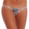 Floral print G-string with a small scattered motif in muted tones and a slim string back, low-rise minimal coverage.