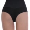 High-rise Brazilian panties with light tummy coverage and a cheeky back, breathable mesh at the front.