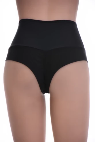 High-rise Brazilian panties with light tummy coverage and a cheeky back, breathable mesh at the front.