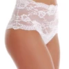 High-waisted Brazilian panties by Tiara Galiano in cotton with floral lace across the front.