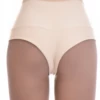 High-waisted Brazilian panties in smooth microfiber with a small bow and fine lace across the front.