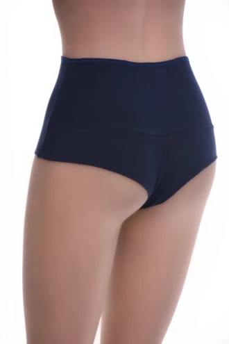 High-waisted cotton-blend Brazilian briefs for women with a sheer mesh back and a smooth, comfortable fit.