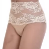 High-waisted cotton Brazilian panties with lace texture at the waist and a Brazilian-cut back.