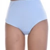 High-waisted cotton Brazilian panties with a light mesh back, smoothing over the hip under fitted clothing.