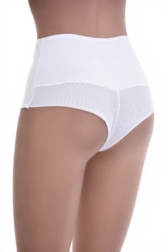High-waisted cotton Brazilian panties with a sheer mesh back panel and a soft, breathable everyday cut.