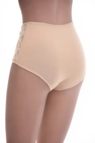 High-waisted cotton briefs with a lace inset that stay smooth under fitted dresses and trousers.